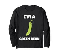 Funny Minimalist Vegetable qupte I'm a Green Bean Maglia a Manica