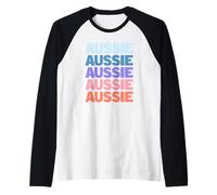 Funny Modern Repeated Text Design Aussie Australian Maglia con Maniche Raglan