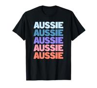 Funny Modern Repeated Text Design Aussie Australian Maglietta