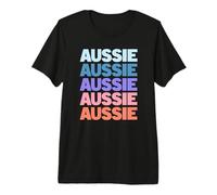 Funny Modern Repeated Text Design Aussie Australian Maglietta Premium