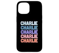 Funny Modern Repeated Text Design Charlie Custodia per iPhone 15