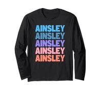 Funny Modern Repeated Text Design First Name Ainsley Maglia a Manica