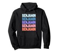 Funny Modern Repeated Text Design First Name Benjamin Felpa con Cappuccio