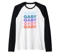 Funny Modern Repeated Text Design First Name Gaby Maglia con Maniche Raglan