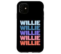 Funny Modern Repeated Text Design First Name Willie Custodia per iPhone 11