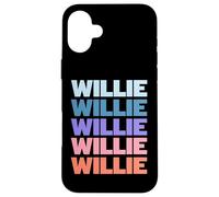 Funny Modern Repeated Text Design First Name Willie Custodia per iPhone 16 Plus