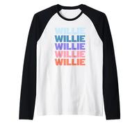 Funny Modern Repeated Text Design First Name Willie Maglia con Maniche Raglan