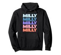 Funny Modern Repeated Text Design Milly Felpa con Cappuccio