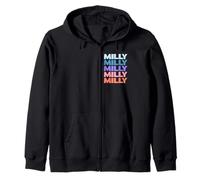 Funny Modern Repeated Text Design Milly Felpa con Cappuccio