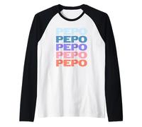 Funny Modern Repeated Text Design Pepo Grandpa Granddad Maglia con Maniche Raglan