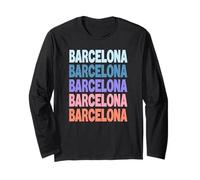 Funny Modern Repetitive Text Design Barcelona Spain Maglia a Manica