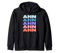 Funny Modern Repetitive Text Design First Name Ann Felpa con Cappuccio