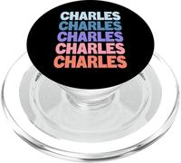 Funny Modern Repetitive Text Design First Name Charles PopSockets PopGrip per MagSafe