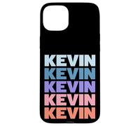 Funny Modern Repetitive Text Design First Name Kevin Custodia per iPhone 15 Plus