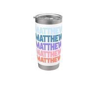 Funny Modern Repetitive Text Design First Name Matthew Bicchiere termico in acciaio inox doppia parete