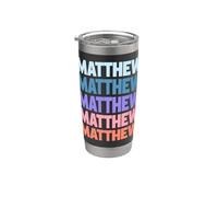 Funny Modern Repetitive Text Design First Name Matthew Bicchiere termico in acciaio inox doppia parete