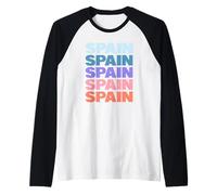 Funny Modern Repetitive Text Design Spain Spaniard Europe Maglia con Maniche Raglan