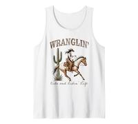 Funny Mom Riding. Western Cowboy Mama Wranglin' Kids Canotta