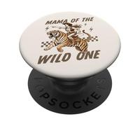 Funny Mom Tiger Riding. Western Cowboy Mama of the Wild One PopSockets PopGrip Adesivo
