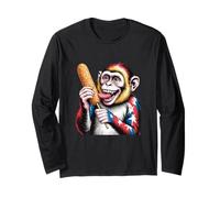 Funny Monkey Mangia Weiner CELEBRA L'INDIPENDENZA DELL'AMERICA Maglia a Manica