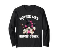 Funny Mothers Day GNOME Saying for Wine Mom And Cat Lover Maglia a Manica