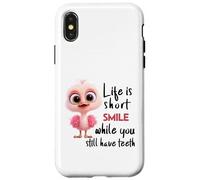 Funny Motivational Life Is Short Colorful Cute Bird Humor Custodia per iPhone X/XS