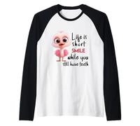 Funny Motivational Life Is Short Colorful Cute Bird Humor Maglia con Maniche Raglan