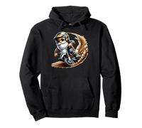 Funny Motocross Grandpa Gnome Takes A Curve On A Dirt Bike Felpa con Cappuccio