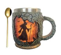 Funny Mug 386ml - 3D Tree Bark Texture Ergonomic Witch Cup, Fire Pattern Coffee Mug With Handle, Drinkware, Ceramic Cup | Funny Coffee Mugs For Women Coworker Friends