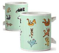 Funny Mug Cup for Yoga Lovers - Original Mug with Cats Doing Yoga - Ceramic 11 oz