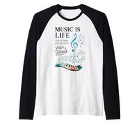 Funny Music Is Life Thats Why Our Hearts Have Beats Piano Maglia con Maniche Raglan