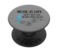Funny Music Is Life Thats Why Our Hearts Have Beats Piano PopSockets PopGrip Adesivo