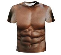 Funny Muskel Shirt Uomo Carnevale 3D Muscolo Girocollo Maglietta da Bier Tshirt Donna Estate Alla Moda Sauf Tee Shirt Stampa Muscolare Maglia da Uomo, caffè, L