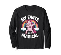 Funny My Farts Are Magical con la Scritta «Rainbow Unicorn» per Donne e Uomini Maglia a Manica