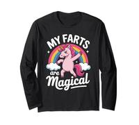 Funny My Farts Are Magical con la Scritta «Rainbow Unicorn» per Donne e Uomini Maglia a Manica
