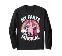 Funny My Farts Are Magical con la Scritta «Rainbow Unicorn» per Donne e Uomini Maglia a Manica