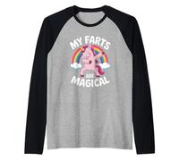 Funny My Farts Are Magical con la Scritta «Rainbow Unicorn» per Donne e Uomini Maglia con Maniche Raglan