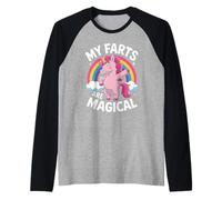 Funny My Farts Are Magical con la Scritta «Rainbow Unicorn» per Donne e Uomini Maglia con Maniche Raglan