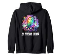Funny My Tummy Hurts Rainbow Ghost Happy Halloween Candy Felpa con Cappuccio