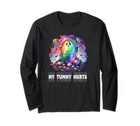 Funny My Tummy Hurts Rainbow Ghost Happy Halloween Candy Maglia a Manica