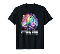 Funny My Tummy Hurts Rainbow Ghost Happy Halloween Candy Maglietta