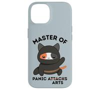 Funny Ninja Cat Master of Panic Attacks Art Anxiety Custodia per iPhone 14