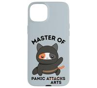 Funny Ninja Cat Master of Panic Attacks Art Anxiety Custodia per iPhone 15 Plus