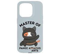 Funny Ninja Cat Master of Panic Attacks Art Anxiety Custodia per iPhone 15 Pro