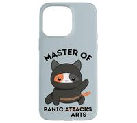 Funny Ninja Cat Master of Panic Attacks Art Anxiety Custodia per iPhone 15 Pro Max