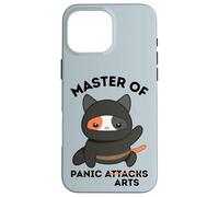 Funny Ninja Cat Master of Panic Attacks Art Anxiety Custodia per iPhone 16 Pro Max