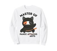 Funny Ninja Cat Master of Panic Attacks Art Anxiety Felpa