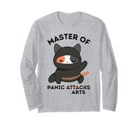 Funny Ninja Cat Master of Panic Attacks Art Anxiety Maglia a Manica