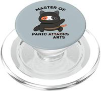 Funny Ninja Cat Master of Panic Attacks Art Anxiety PopSockets PopGrip per MagSafe