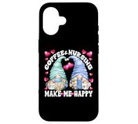 Funny Nurse Gnomes Couple For Women And Men Who Loves Coffee Custodia per iPhone 16